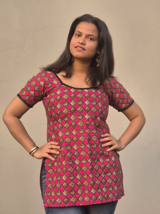 ANIKA Rose grid kurti