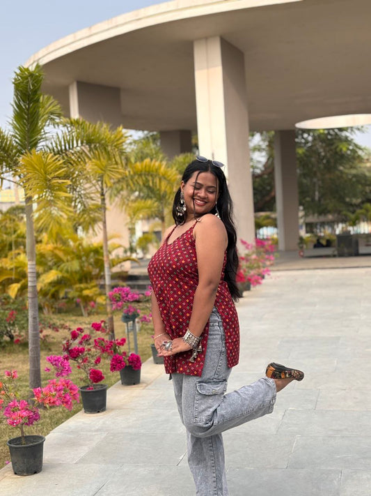 RIVA Bandhej Sleeveless Kurti