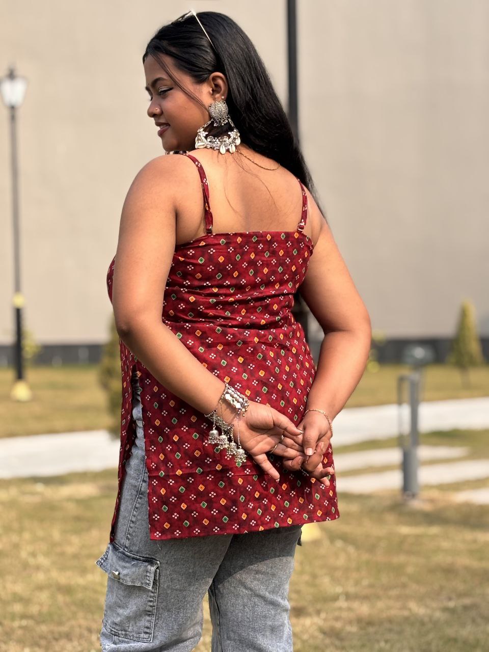 RIVA Bandhej Sleeveless Kurti