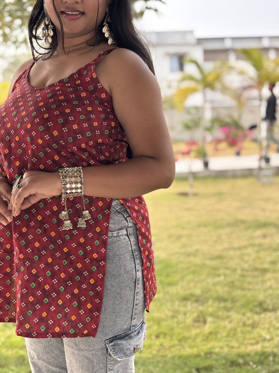 RIVA Bandhej Sleeveless Kurti