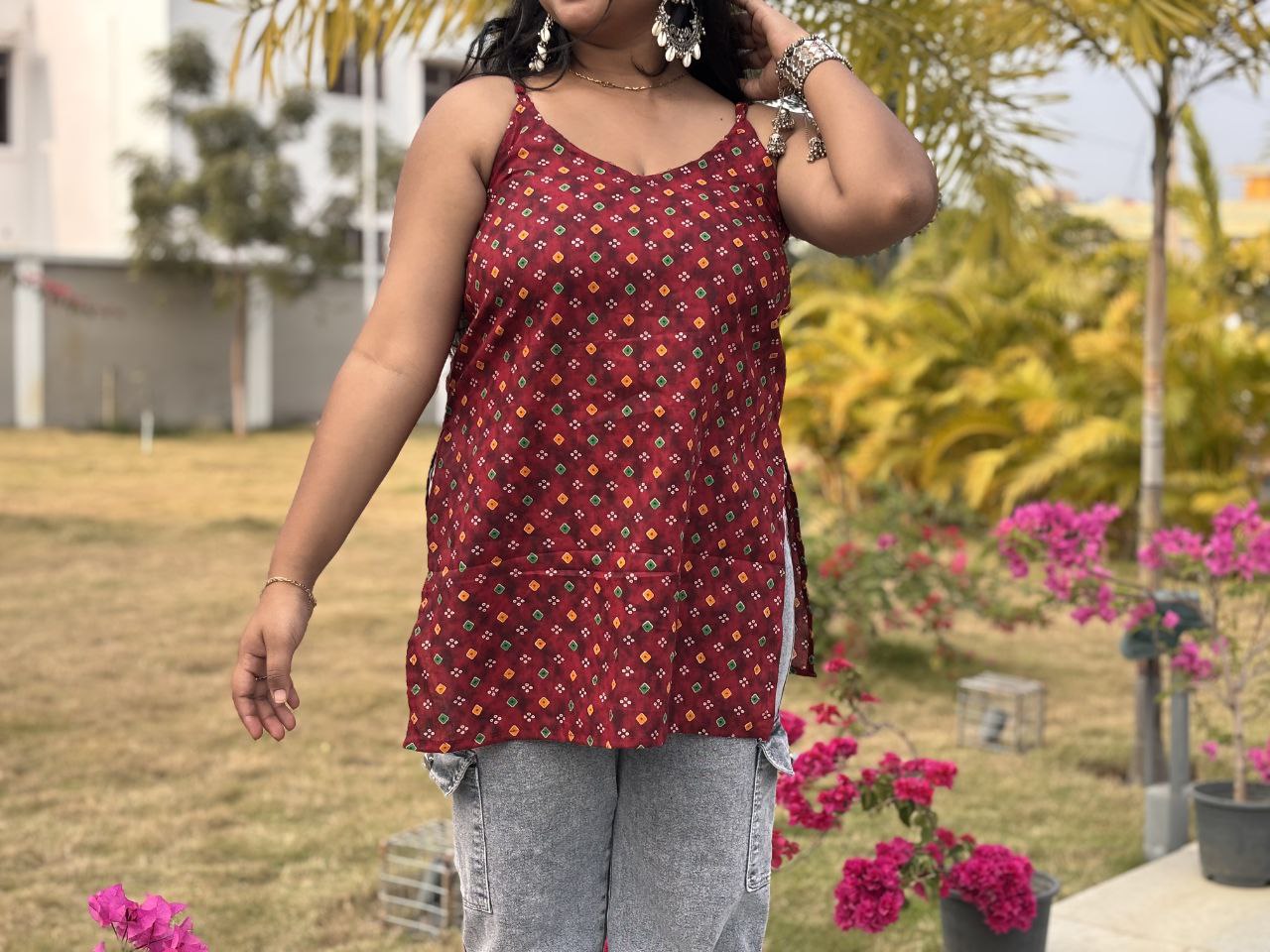 RIVA Bandhej Sleeveless Kurti