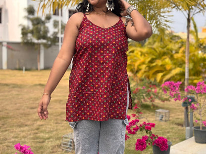RIVA Bandhej Sleeveless Kurti